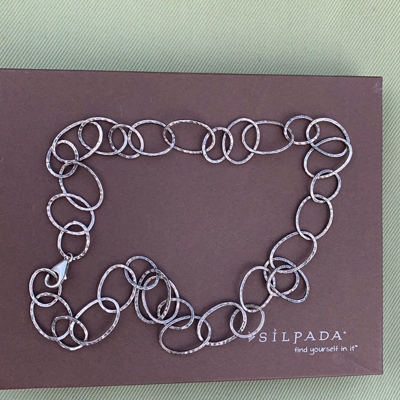 Retired Silpada sterling silver matte link necklace.